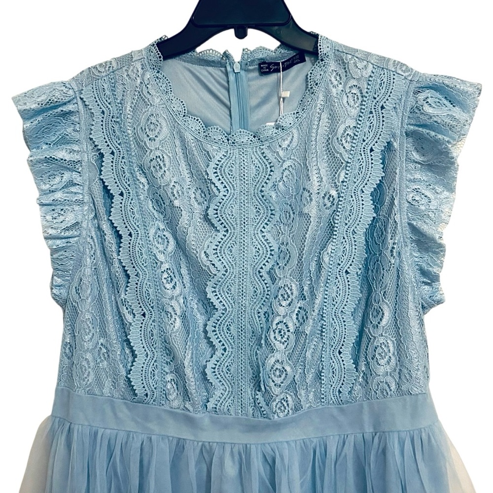 NWT Blue Lace Ruffle Trim Fit & Flare Dress 4XL - Picture 4 of 15